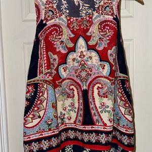 4/$20 Bila Red and Blue Paisley Tank Top